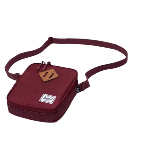 HERSCHEL HERITAGE MEN’S CROSSBODY BAG Burgundy/Wine Canvas Travel - Picture 8 of 8